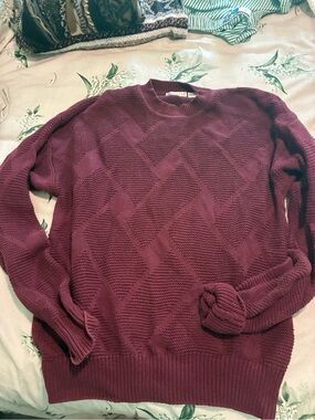 Claiborne Ribbed Crewneck Sweater - Plum